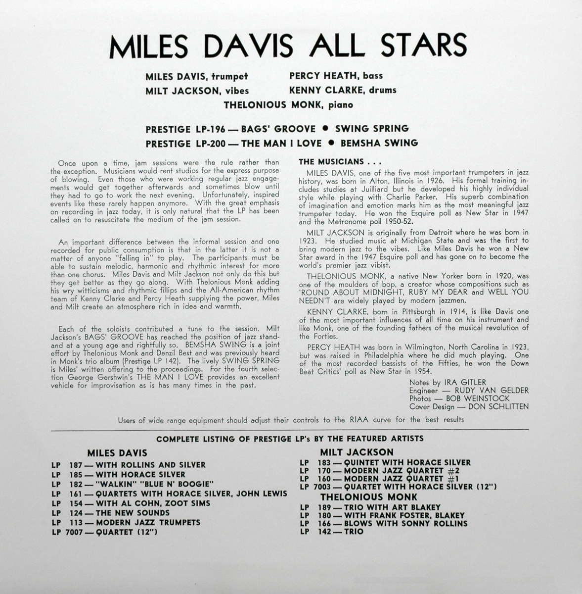 Miles Davis All-Stars, Vol. 2 (PRLP 200)