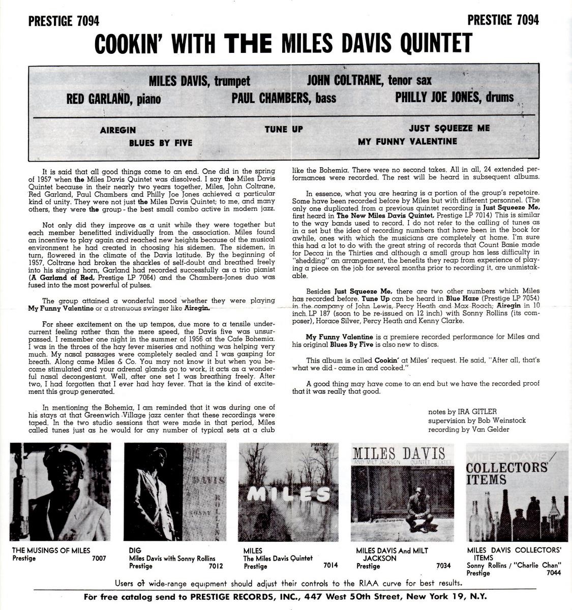 Cookin' with the Miles Davis Quintet (PRLP 7094)
